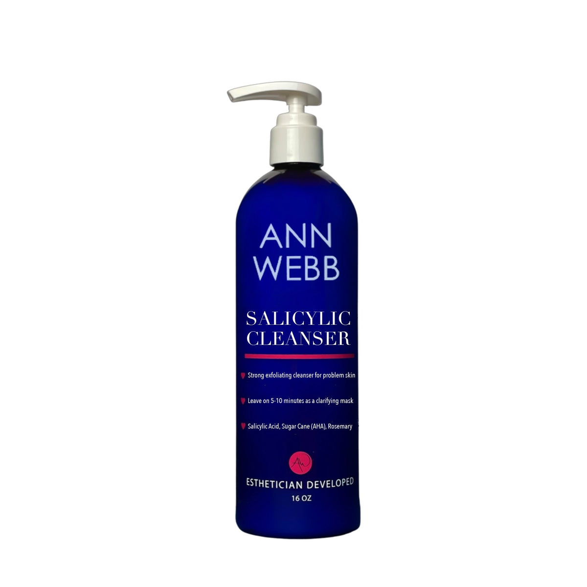 ANN WEBB Skin Face Products Salicylic Cleanser helps loosen dead skin cells and eliminate bacteria. Made in America