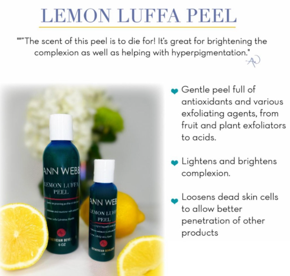 ANN WEBB Lemon Luffa Peel - gentle exfoliating facial peel with natural fruit enzymes - Made in America