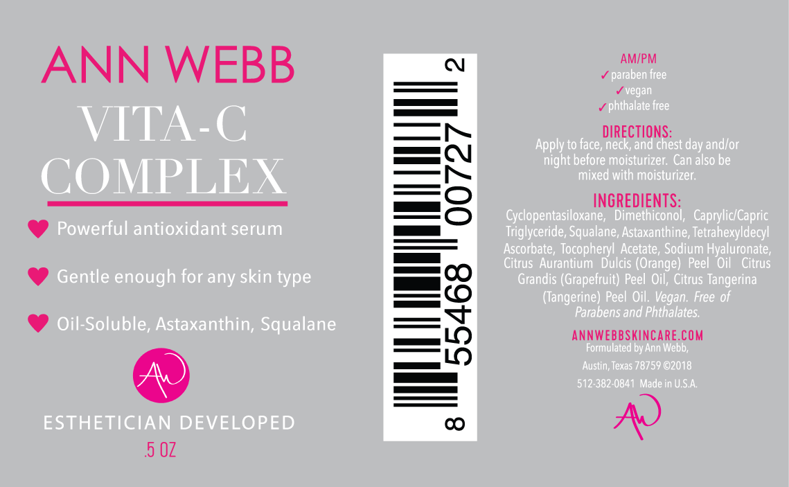 Ann Webb Vitamin C Serum 0.5oz label - pharmaceutical grade formula