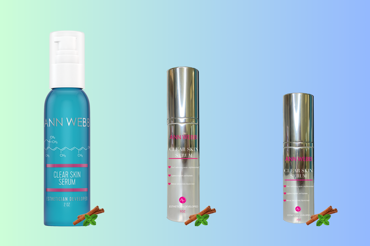 ANN WEBB Clear Skin Hydrates, Brightens Exfoliates and has anti-aging properties Made in America 3 Sizes