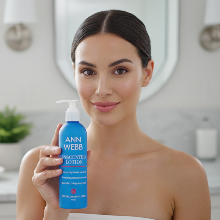 ANN WEBB Unscented Lotion Face & Body with Model