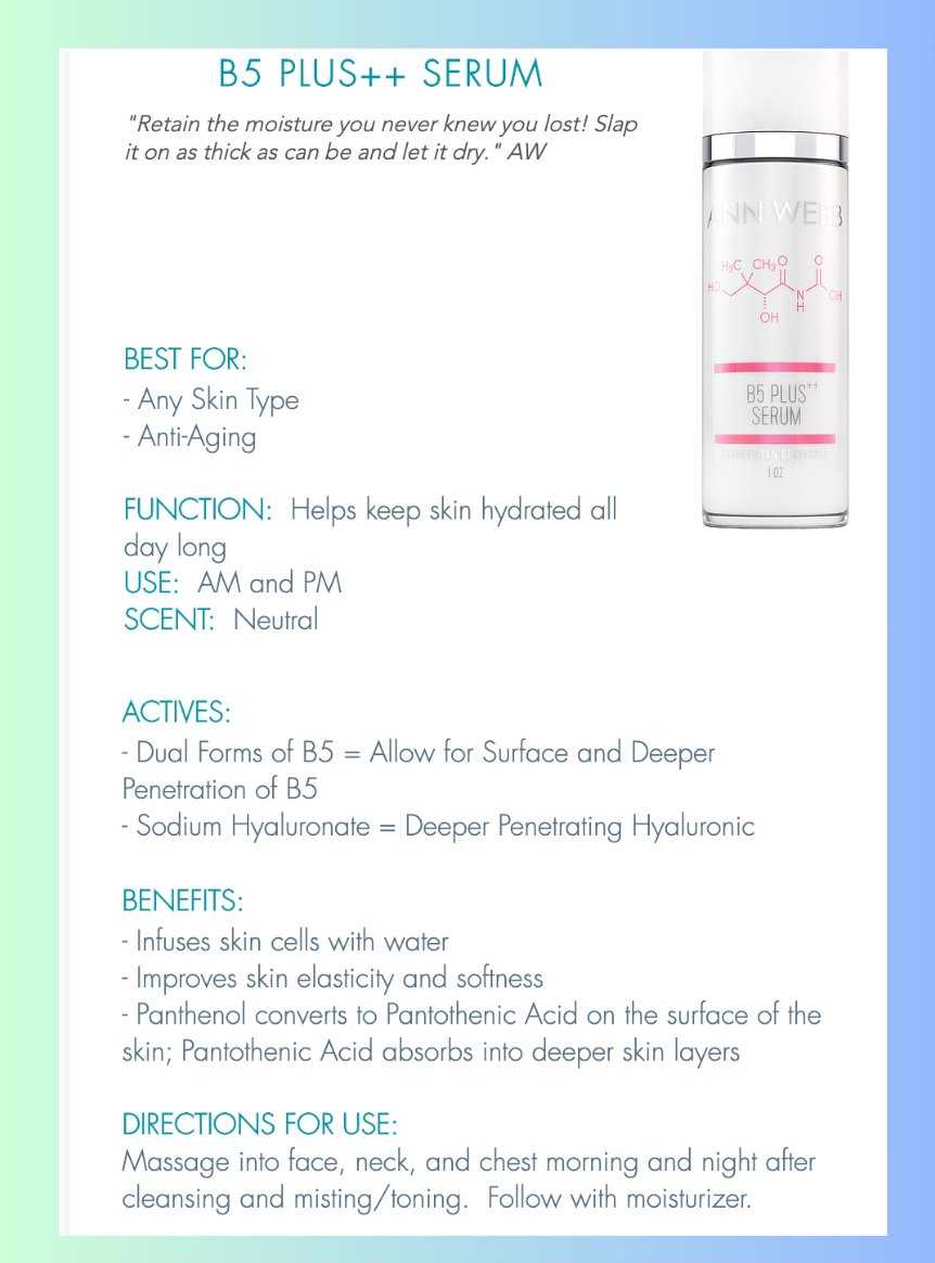 B5 Serum product information sheet - ingredients and benefits