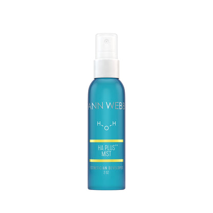 ANN WEBB HA Plus Mist s a fine mist hydrator w/ AHA. Multi-use hydrator that can be used all day. Made in AMERICA